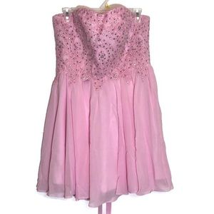 Izidress Pink Sweetheart Neckline Mini Prom Dress